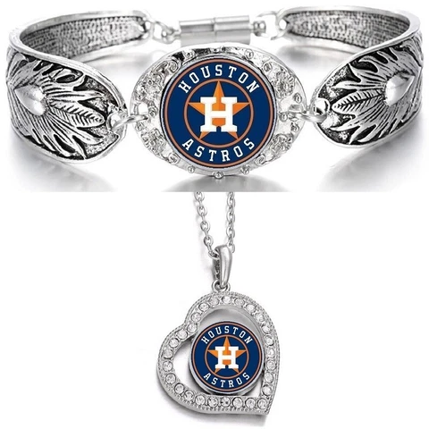 Houston Astros 925 Sterling Silver Necklace With Bracelet Set D3D19 Cover