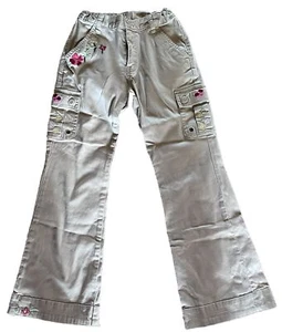 Girls Gap Embroidered Khakis SZ 10 Pants Flared Leg Adjustable Waist Stretch - Picture 1 of 9