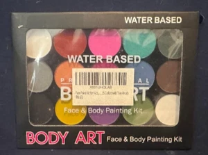 BODY ART - Face & Body Painting Kit - Wasserbasis - 15 Farben Set - 2 Pinsel - Bild 1 von 3