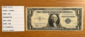 Banconota 1 dollaro USA seal blue serie 1935 circolata - Foto 1 di 2
