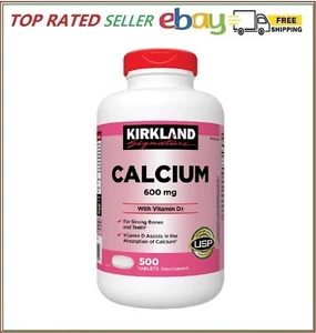 New Kirkland Signature Calcium 600 mg. with Vitamin D3, 500 Tablets - Picture 1 of 2