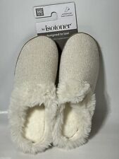 Ladies Isotoner Mule Chenille Hoodback Comfort Slippers size M 7.5-8 shoe Ivory