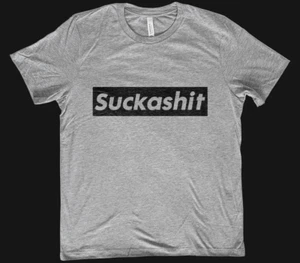 Streetwear Suckashit novedad negra gris jaspeado unisex camiseta de lona Bella - Imagen 1 de 2