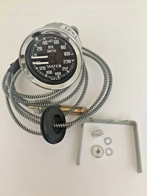 BHA4433 - SMITHS DUAL GAUGE GENUINE  0-100LBS PSI ^F AUSTIN HEALEY BJ8 GD1301/02 - Image 1 of 4