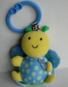 Carters Prestige Butterfly Bug Crinkle Vibrating Baby Plush Toy Blue Pull Clip  - Picture 1 of 4