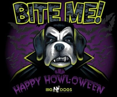 Sudadera Negra Happy Howloween Halloween Big Dogs 2X Brilla en la Oscuridad Bite Me Nueva Foto 1 de 4