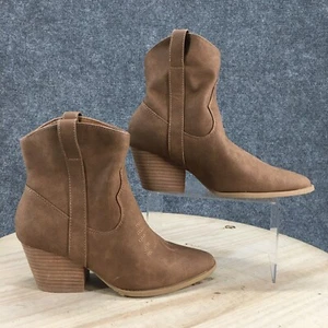Rachel Zoe Boots Womens 8M Rocky Pull On Western Heels Bootie Brown Faux Leather - Picture 1 of 18