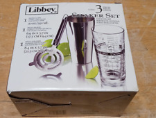 Libbey Shaker Glass Cocktail Set Of 3 Mixing Glass Recipe Barware Metal Shaker