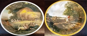 2 placas chinas vintage de pintura John Constable con cerradura de paisaje en el stour y heno - Imagen 1 de 4