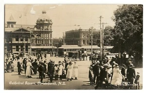 Cathedral Square, Christchurch New Zealand; Tanner Brothers; photo postcard RPPC - Picture 1 of 2