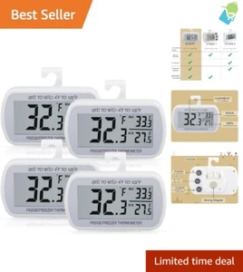 4 Pack Waterproof Refrigerator Thermometer - Large LCD, Easy Read, Magnetic Back - Picture 1 of 8