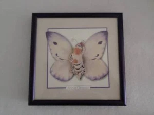 ANNE GEDDES WHITE & PURPLE BUTTERFLY BABY FRAMED PRINT 6.25" EXCELLENT CONDITION - Picture 1 of 5
