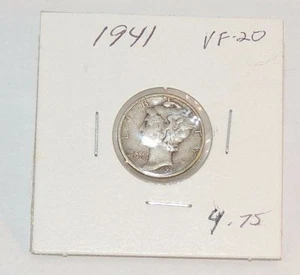 1941 Very Fine Circulated Mercury Dime 10c USA coin (8829) - Imagen 1 de 2