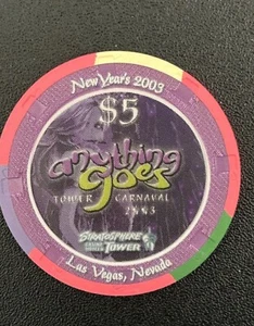 Stratosphere Las Vegas Silvester Eve Anything Goes 5 $ Casino Chip selten - Bild 1 von 3