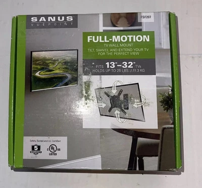Soporte de pared para TV de movimiento completo Sanus Vuepoint FSF207 se adapta a TV de 13-32 pulgadas de hasta 25 libras Foto 1 de 4