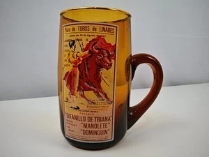 Vintage Plaza de Toros de Linares Braunglas Becher - Spanischer Stierkampf 1947... - Bild 1 von 7