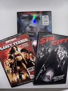 Bruce Willis DVD Lot. Live Free Die Hard NIB, Planet Terror 2 Disc & Sin City. - Bild 1 von 15
