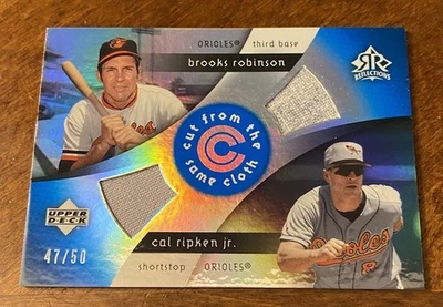 2005 Upper Deck Reflections Cal Ripken Jr Brooks Robinson /50 #CC-RR Blue Relics - Image 1 of 4