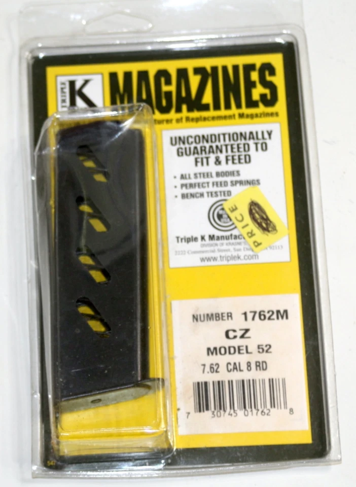 CZ Modelo 52 Mag 7.62MM TOKAREV 8ª REVISTA 1762M Triple K 8 Redondo Foto 1 de 1