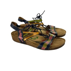 Spring Step L'Artiste Sandals Womens 42 US 10.5 Navy Loma Lace Up Ankle Strap - Picture 1 of 11