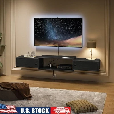 Soporte de TV montado en la pared con tomas de corriente que ahorra espacio gestión de cables electrónica Foto 1 de 4