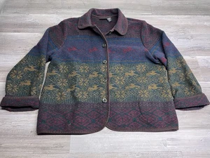Vintage Sonoma Nordic Wool Blend Cardigan Coat Womens Size Large Made In USA - Picture 1 of 9