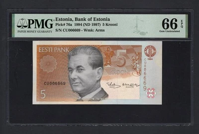 Estonia 5 Krooni 1994 (ND 1997) P76a Uncirculated Grade 66 - Image 1 of 2