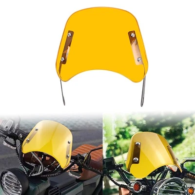 Желтое ветровое стекло фары мотоцикла ABS 5-7 дюймов подходит для Honda Yamaha - Изображение 1 из 4