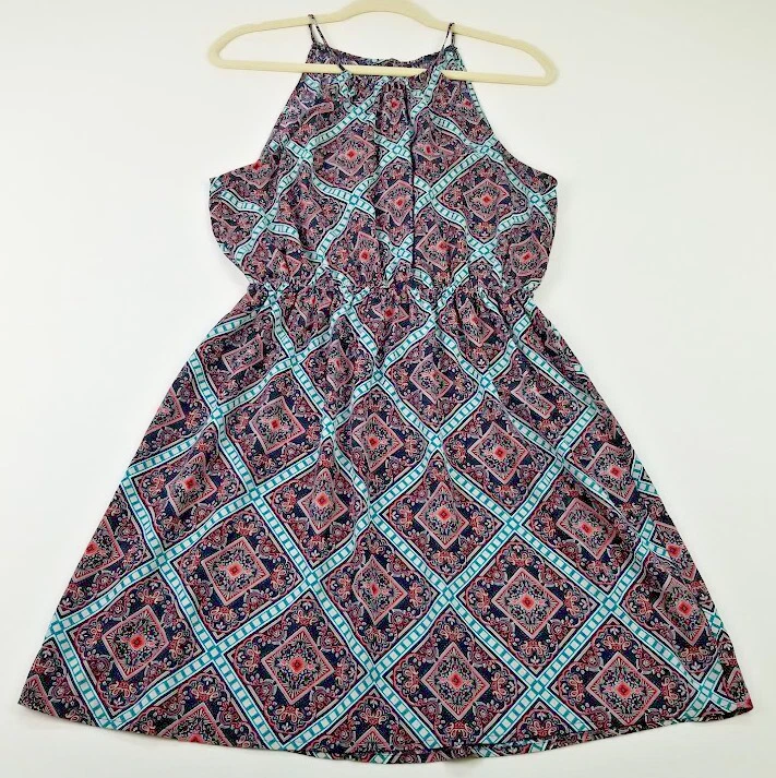 Vestido Soprano Para Mujer Grande L Geométrico Cachemira Cintura Elástica Sin Mangas Primavera Foto 1 de 4