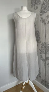 Vestido Chaleco Largo Gris Claro Gris Algodón y Seda Grizas Ligero Transparente Talla Pequeña - Imagen 1 de 7