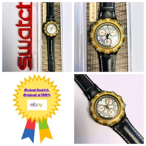 Swatch AquaChrono Nuovo Black Rudder SBB100 1993 Vintage Orologio da polso - Imagen 1 de 10