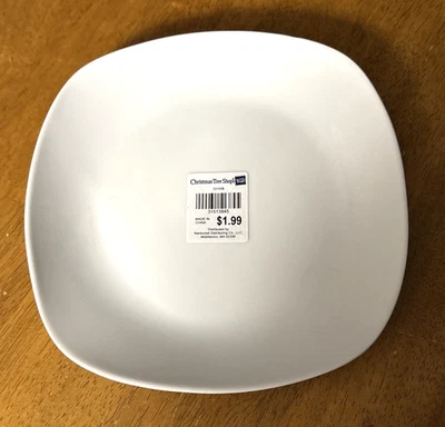 Set of 4 Bistro Blanc (OS) 7.5" Square White Ceramic Porcelain Dessert Plates - Image 1 of 4