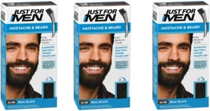 Just For Men Mustache & Beard (M-55) Brush-In Color Base - Real Black(3 Pack) - Picture 1 of 1