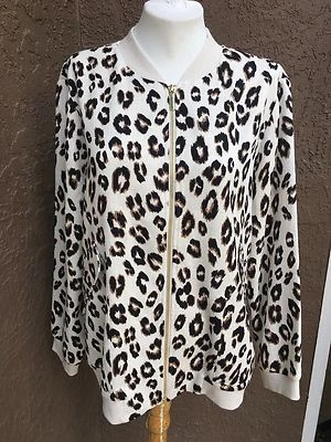 New $139 Rare Versatile Chico's Animal Print Bomber Jacket Size 3 = XL 16 18 NWT - Image 1 of 3