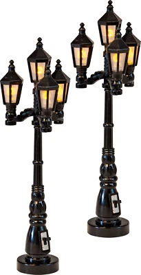 VBS 2er-Pack Straßenleterne mit LED-Beleuchtung 10cm Miniatur Puppenhaus Lampe