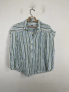 Pilcro Womens Shirt Large Striped Beachy Coastal Cabana Popover Boho Relaxed - Picture 1 of 8