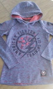 American Fighter Boys Medium Hoodie Pullover Long Sleeve Gray Red EUC Free Ship - Picture 1 of 7