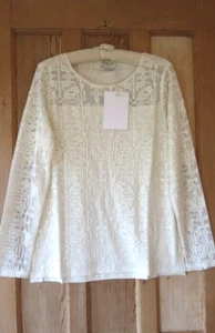 BNWT Wrap London Geometric Embroidered Jersey Top Sz UK 12 Cream - was £69 - Picture 1 of 6