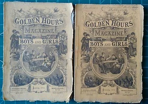 Golden Hours Magazine for Boys & Girls 11 Issues 1873 Illustrated Vintage - Imagen 1 de 12