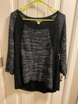 Nuevo con etiquetas Suéter Pullover One World L Negro Blanco Tejido Manga 3/4  Foto 1 de 4