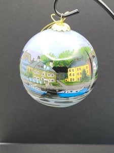 MARSHA YORKE Eglomise Blown Glass Hand Painted Christmas Ornament Portsmouth - Picture 1 of 11