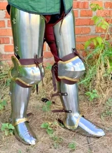 Medieval Gothic Leg Armor Steel knight Greaves Crusader SCA LARP Armour Costume - Picture 1 of 10