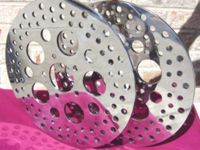 FOR HARLEY ROUND OEM POLISHED CIRCULAR FRONT BRAKE ROTOR PAIR TOURING BAGGER Foto 1 de 3