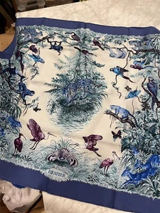 Hermes Paris Carre 90 Silk Scarf Stole Equateur By Robert Dallet Vintage Blue - Picture 1 of 4