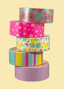 Duck Washi Crafting Tape 0.75" x 15yrd - 5 ROLLS multi colors/designs - Picture 1 of 3