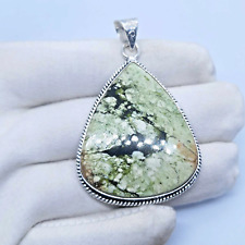 Chrome Chalcedony Pear Gemstone 925 Sterling Silver Pendant Jewelry 2.25"