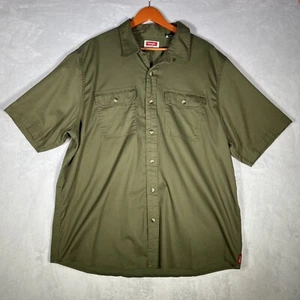 Camisa tejida Wrangler para hombre XL verde oliva manga corta bolsillo con solapa con botones - Imagen 1 de 6