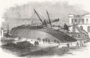 LONDON. H M S Perseverance, accident, Woolwich Docks 1855 old antique print - Picture 1 of 1