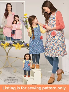 SIMPLICITY CHILD'S, MISSES', AND 18" DOLL APRONS - S8712/S9407 - Picture 1 of 9