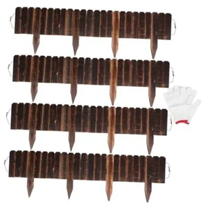 4 Pack Garden Wooden Fence Anti-Corrosive Outdoor Landscape Edging Flexible - Picture 1 of 7